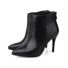 Gorgeous Basic Zipper Stiletto Ankle Boots in Point Toe Size:34-39