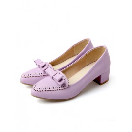 Preppy Point Toe Bowknot Shoes in Chunky Heel Size:34-39