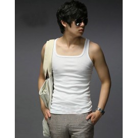 Simple Pure Color Tank Top with Square Neckline For Men