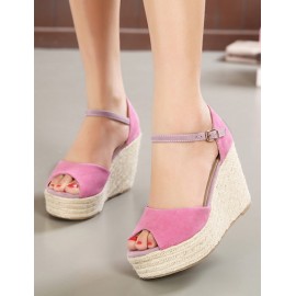 Sweet Peep-Toe Weave Wedge Sandals with Maryjane Size:35-39