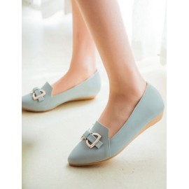 Sweet Pointed Toe Metal Bowknot Shoes in Flat Heel Size:34-39