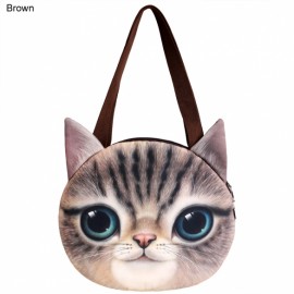 Finejo Fashion Women Cat Head Print Shoulder Bag Tote Clutch Handbag Purse 