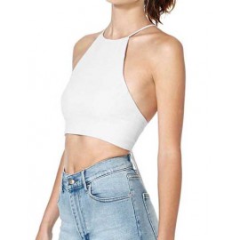 Basic Sexy Criss Cross Lace-Up Back Crop Tank Top