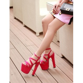 Fascinating Ankle Strap Platform Sandals in High Chunky Heel Size:34-39