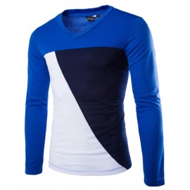 Long Sleeve Color Blocked T-Shirt in Slim Fit