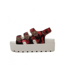 Fashion Camouflage Printed Platform Sandals with Mock-Strap Size:35-39