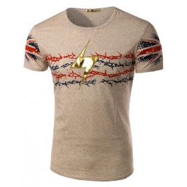 Fashionable Flash Printed Short Sleeve Tee in Color Panel