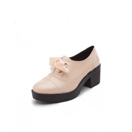 Faddish Lace-Up Embellished Chunky Heel Platform Shoes Size:35-39