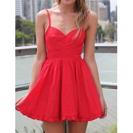 Sexy Spaghetti Dress with Tie Back in Pure Color