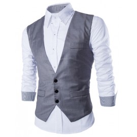  Basic Tailored Vest with Button Placket