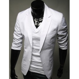 Trendy 3/4 Sleeve Pure Color Blazer with Two-Buckle