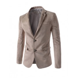 Stylish Twin Buttons Single-Breasted Solid Color Suede Blazer