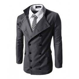 Stylish Double-Breasted Stand Collar Blazer