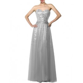 Graceful Sequin Trim Sweetheart Necklace Prom Dress in Ombre Color