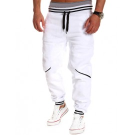 Leisure Drawstring Waist Two Tone Sweatpants in Stripe Print