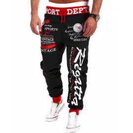 Sportive Scrawl Printed Drawstring Waist Sweatpants in Letter