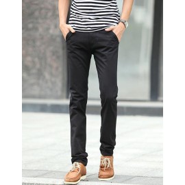 Simple Style Pure Color Pants in Slim Fit