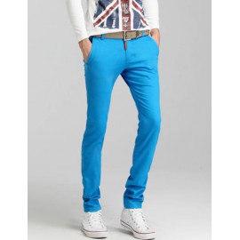 Casual Pure Color Mid-Rise Pants with Hip Pocket