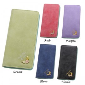 Fashion Hot Fashion Women Flower Decoration Candy Colors Wallet Frosted Purses 