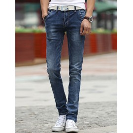 Basic Style All-Weather Zip Trim Mid-Rise Skinny Jeans