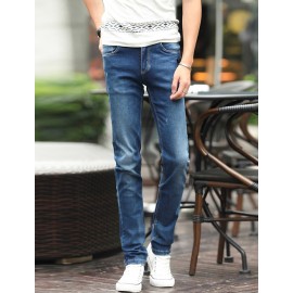 Faddish Washed Slim Fit Skinny Jeans in Blue