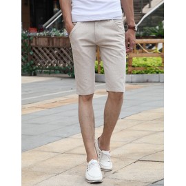 Casual Style Middle Waist Solid Color Slim Fit Shorts