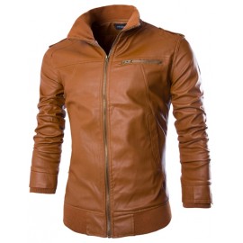 Cool Leather Look Jacket in Slim Fit