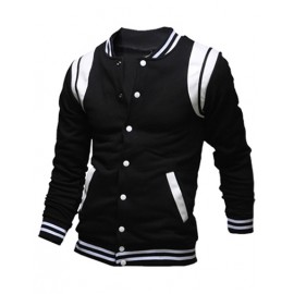 Cool PU Panel Single Breasted Baseball Jacket