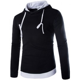 Loose Hooded Contrast Color Hoody with Long Sleeve