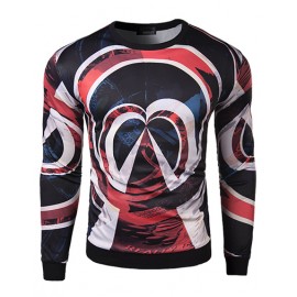 Trendy Close Fitting Long Sleeve Sweatshirt with Multicultural Print