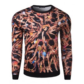 Special Abstract Print Close Fitting Round Neck Sweatshirt