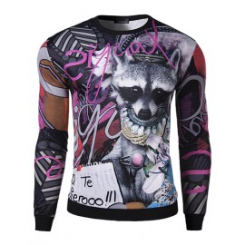 Attractive Print Long Sleeve Sweatshirt with Round Neck