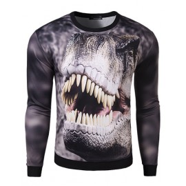 Attractive Long Sleeve Slim Fit T-Shirt with Dinosaur Print