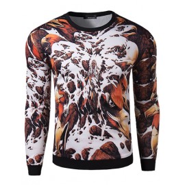 Abstract Eagle Print Casual Sweatshirt with Long Sleeve