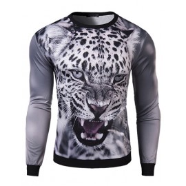 Cool Leopard Open Mouth Print Long Sleeve Sweatshirt