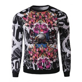 Special Abstract Print Long Sleeve Round Neck Sweatshirt