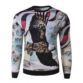 Charming Eagle Print Slim Fit Sweatshirt with Long Sleeve