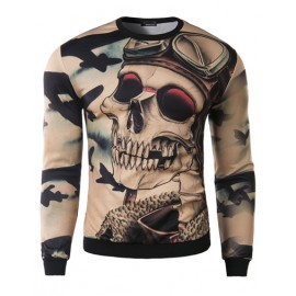 Fantastic Skull Print Slim Fit Sweatshirt with Long Sleeve