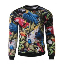 Fancy Birds Print Slim Fit Sweatshirt with Long Sleeve