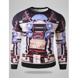 Trendy Robot Print Sweatshirt with Long Sleeve For Men