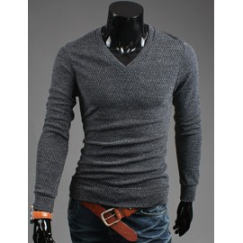 Cosy V-Neckline Slim-Fit Knitwear with Long Sleeve For Men