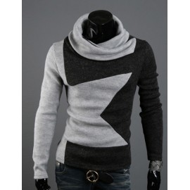 Cosy Turnover Collar Knitwear in Contrast Color For Men