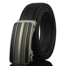Retro Style Stripe Alloy Automatic Buckle Leather Belt