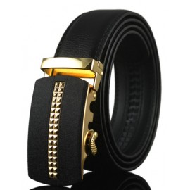 Fashion Checked Inlay Embellished Buckle Leather Belt