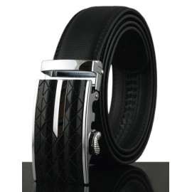 Fashionable Checked Design Alloy Buckle Leather Belt