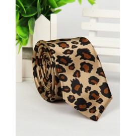 Gaudy Leopard Printed Skinny Neck Tie with Arrow Shape