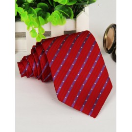 Red Hot Dots Printed Pointy Toe Neck Tie with Strip Pattern