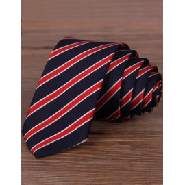 England Stripe Pattern Color Panel Skinny Neck Tie with Arrow Shape