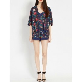 Fabulous Floral Printed Short Sleeve Kimono with Open Front Size:S-L