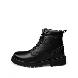 Cool Rivet Detail Lace-Up Martin Boots in Black